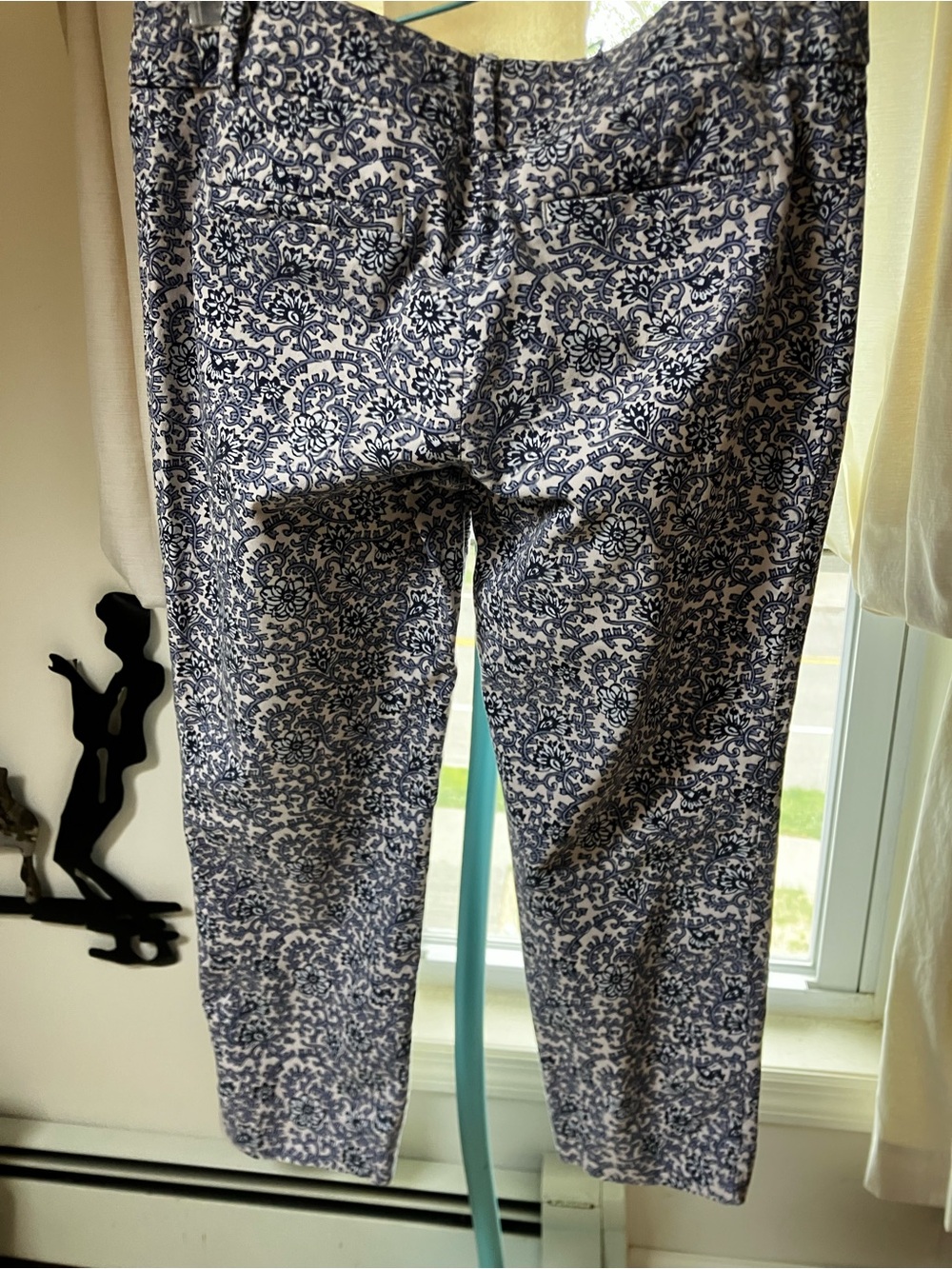LOFT Navy and White Printed Cropped Pants - Picture 2 of 4